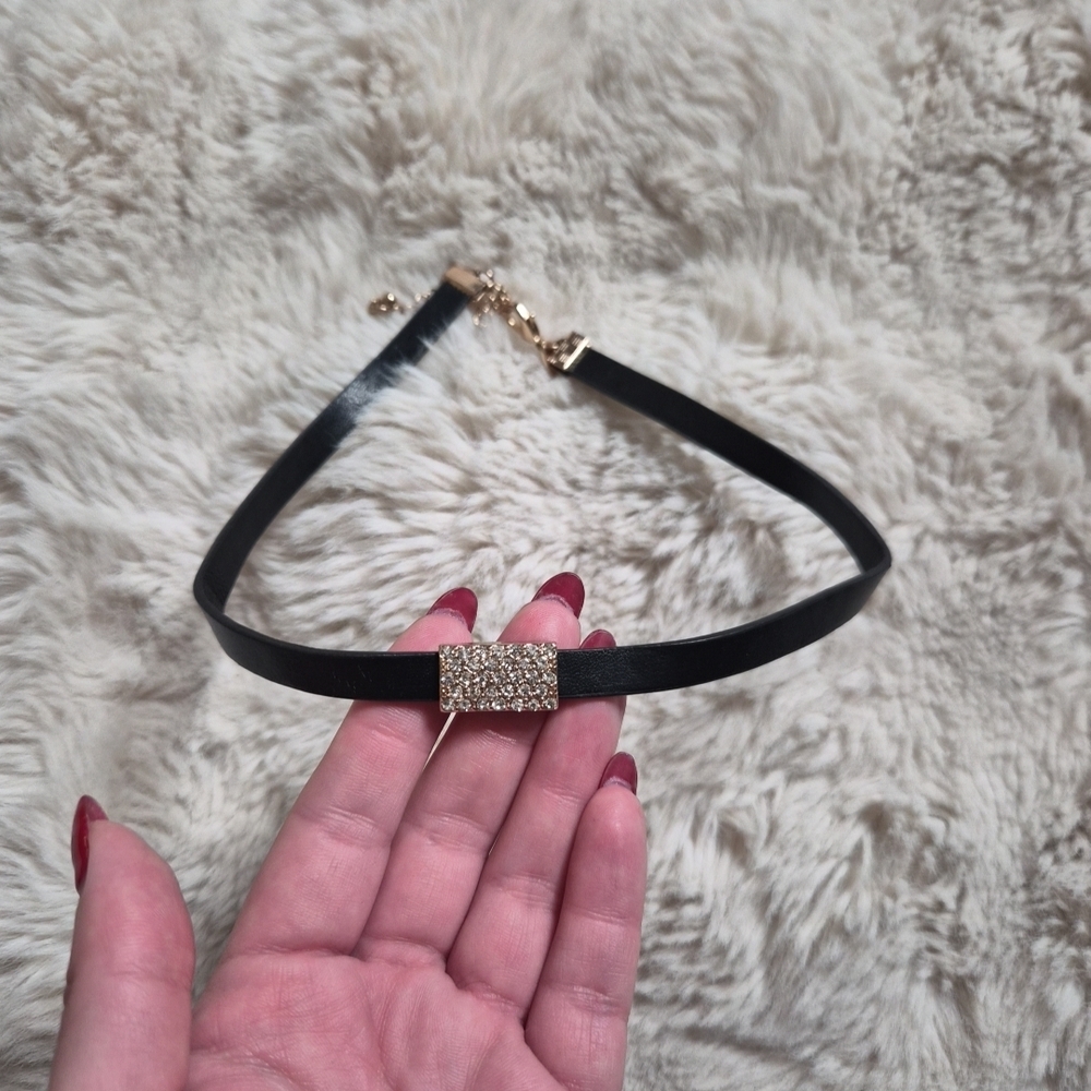 Choker Necklace Black Band with Rhinestone Pendant Cinderella Etc! Party Events